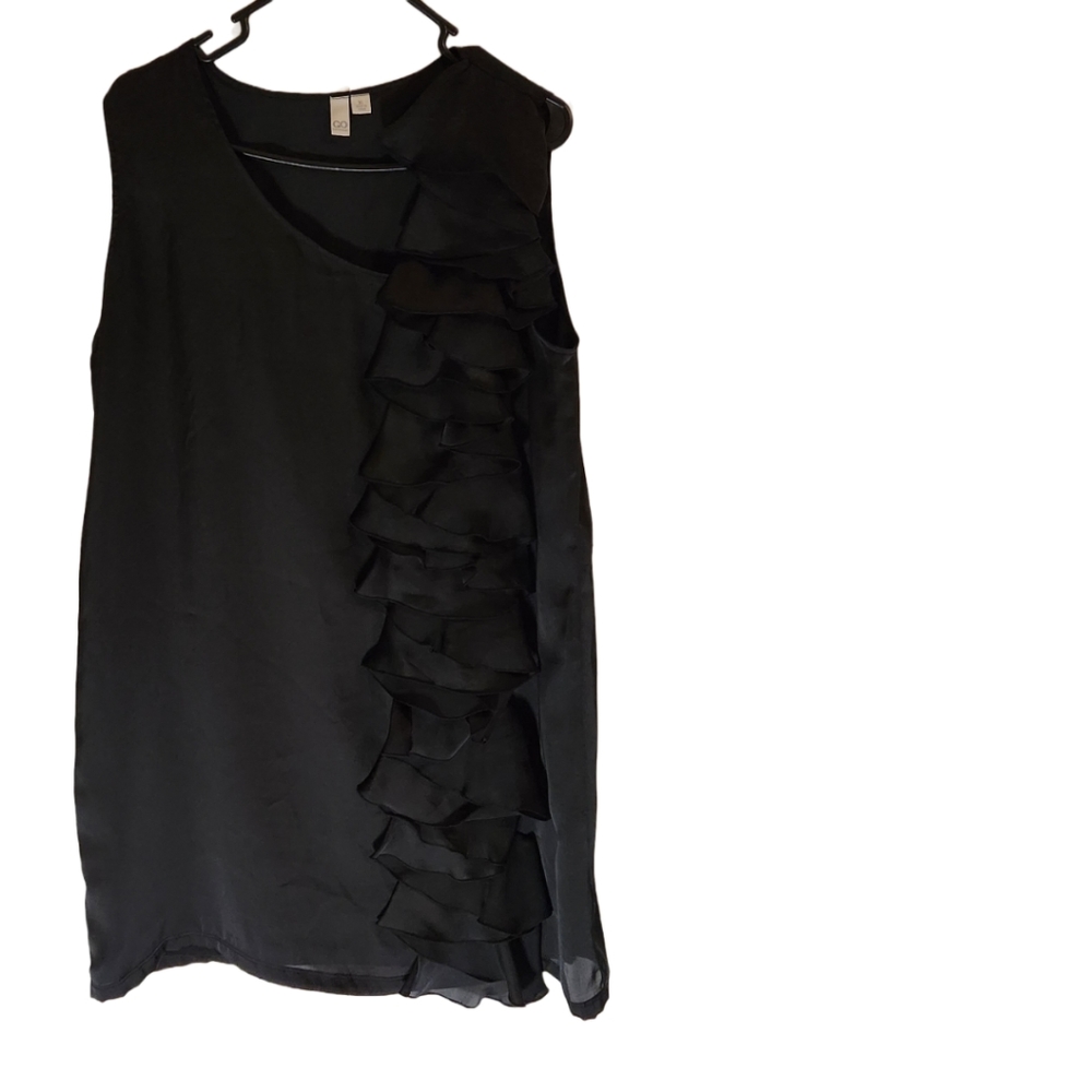 GO International Sleeveless Satin Black Front Ruffle dress size XL